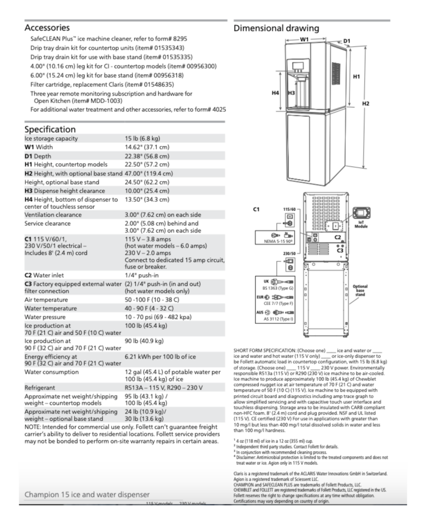 Follett E15 Spec